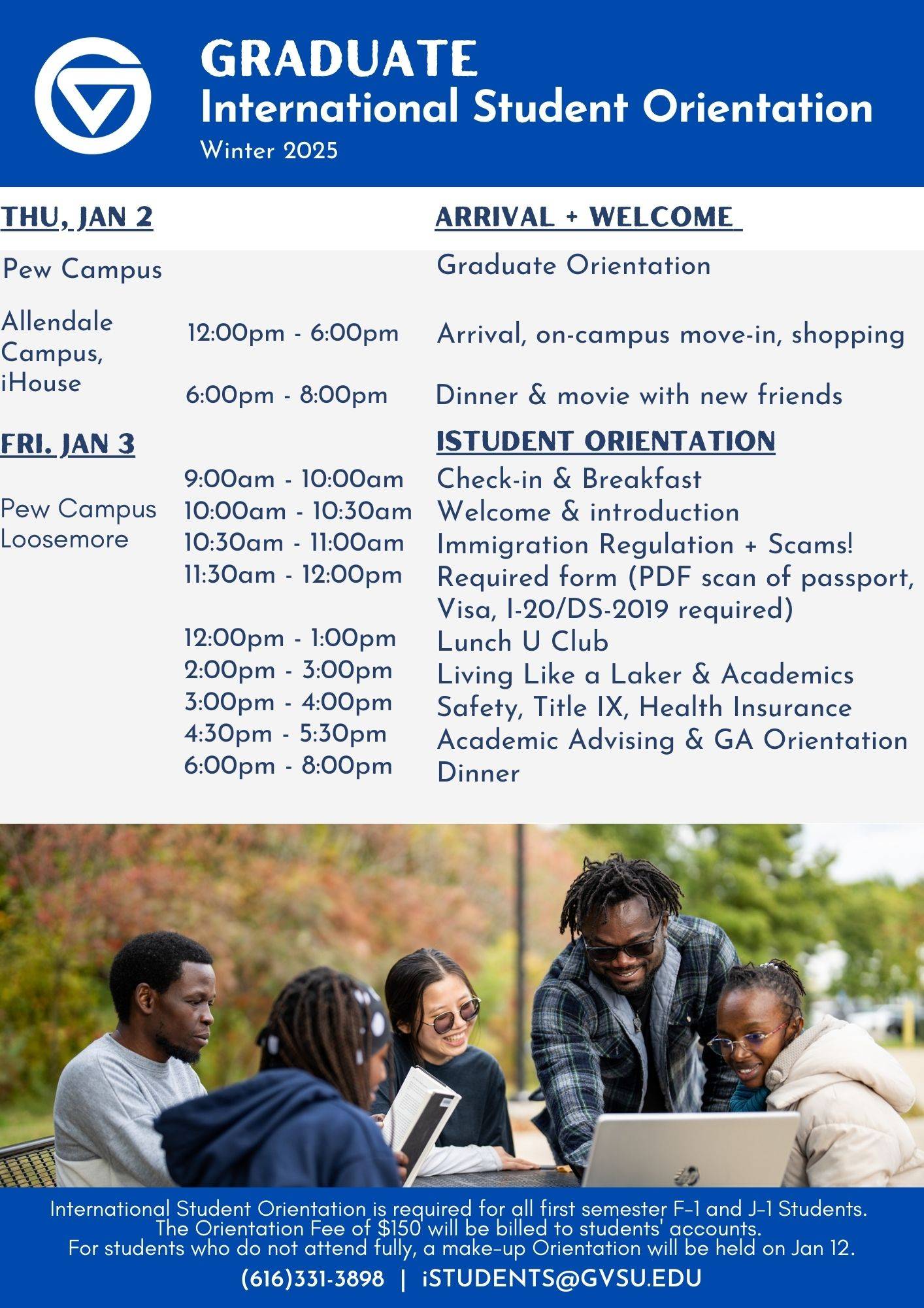 Graduate International Student Orientation Schedule